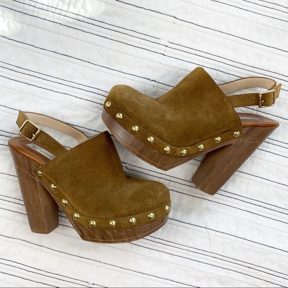 Shoes - INC Boho Velvet Studded Clogs in Olive Brown (size 6)